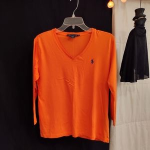 Ralph Lauren Sport shirt 3/4 length sleeves, dark coral color